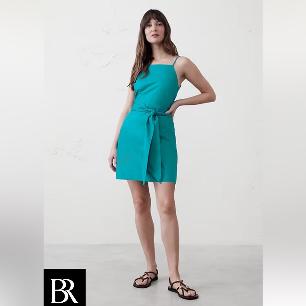 Banana Republic Linen Blend Open-Back Mini Dress
